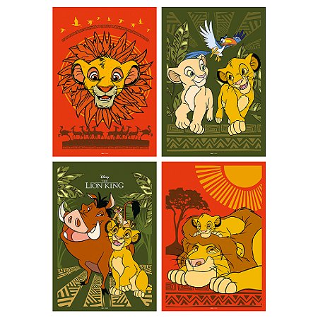 4 Cartaz decorativo Rei Leão Festa e eventos completos 45cm