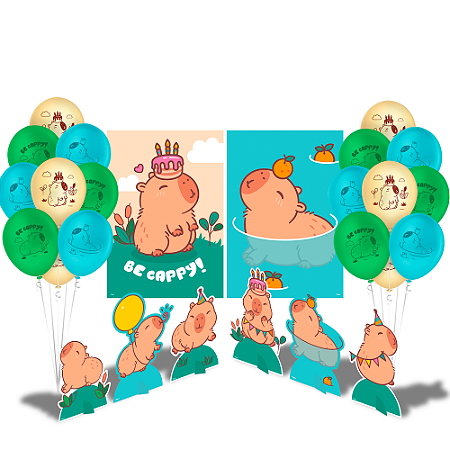 Kit festa Capivara Decoração Cartaz +Balão +Display completo