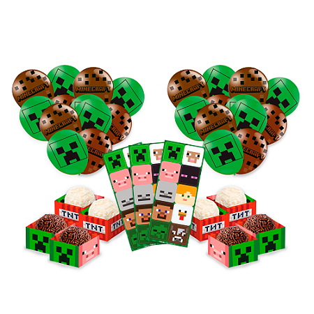 Kit festa Minecraft Decoração Aniversário completo 95pçs