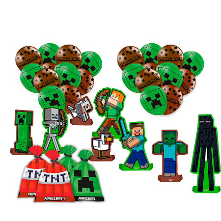 Kit festa Minecraft Decoração Aniversário completo 41pçs