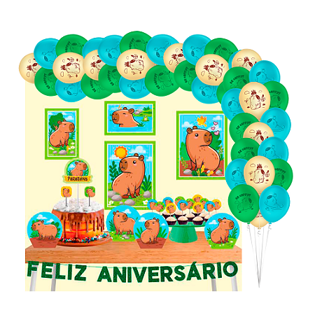 Kit festa Capivara Decoração Aniversário completo + balão