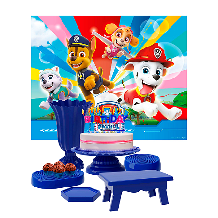 Kit Festa Decoração Patrulha Canina Anive Boleiras+Mesa+Vaso