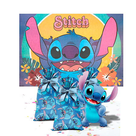Kit Festa Stitch Decoração Anive 40 Lembrancinhas+Painel TNT
