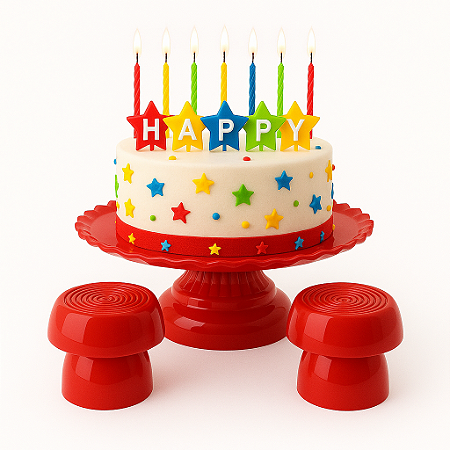 Kit com 2 Mini Boleiras Alegra 14x10cm+Boleira 18cm Vermelho