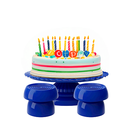 Kit com 2 Mini Boleiras Alegra 14x10cm +Boleira de 18cm Azul