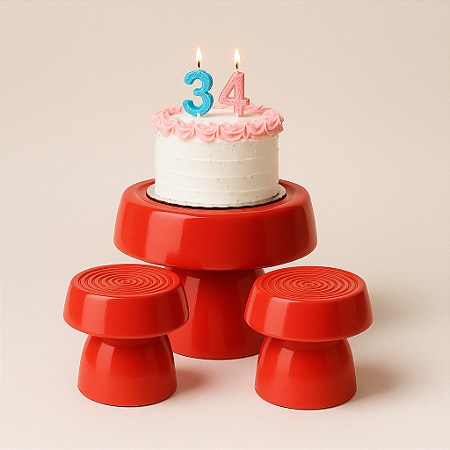 Kit com Boleira 17cm cogumelo+2 Mini Boleiras Alegra 14CM VR