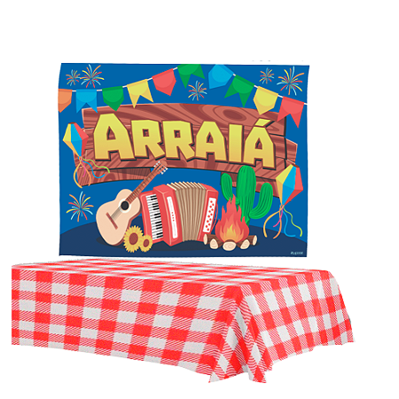 Kit festa Junina Arraia Julina Painel + Toalha TNT Decoração