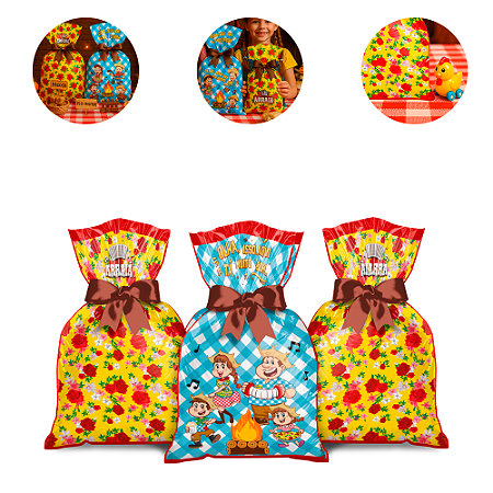 8 Sacolas Lembrancinhas Festa Junina  Decoração Arraia