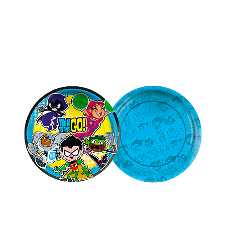 8 Pratos Redondo Decoração Jovens Titãs Go Festa Aniversário