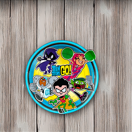 8 Pratos Redondo Decoração Jovens Titãs Go Festa Aniversário