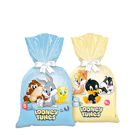 8 Sacola Lembrancinha Decoração Looney Tunes Festa 14x25cm
