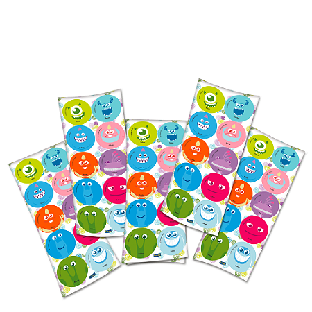 30 Adesivos Redondo 5x5cm Decoração Festa Monstros Sa