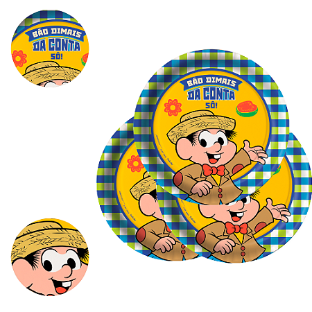 8 Pratos Redondo Decoração Chico Bento Festa Arraia