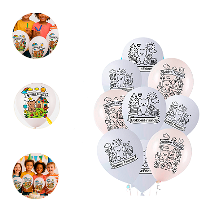 25 Bexigas Balão Festa Boobie Friends Decoração Pode Pintar