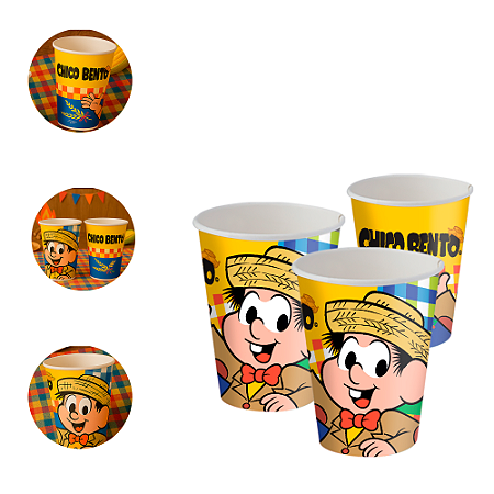 8 Copos Lembrancinha Festa Chico Bento Decoração Arraia