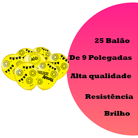 25 Bexigas Balão Especial Amarelo Decoração Festa Junina