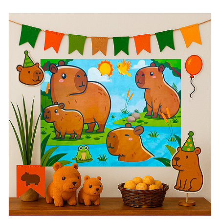 Painel Festa Capivara Decoração Aniversário e Eventos TNT 1m