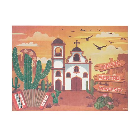 Painel TNT Decoração Junino Cangaço Festa Junina 1,40mx1m