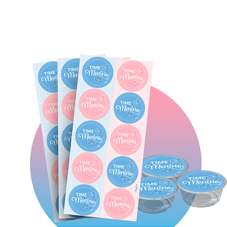 30 Adesivos Redondo 5x5cm Decoração Chá Revelação Festa