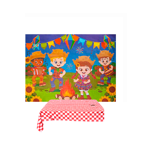 Kit festa Junina Arraia Julina Painel GG+Toalha 1m Decoração