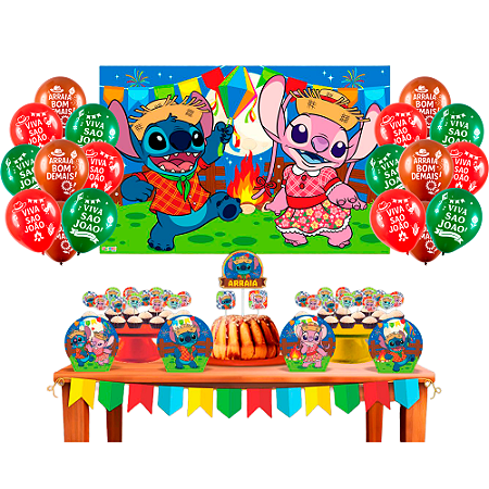 Kit festa Junino Stitch Decoração Junina Arraia 33pçs+ Balão