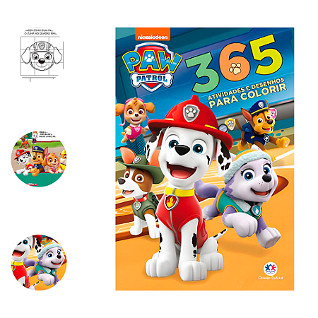 Livro 365 atividades e desenhos para colorir Patrulha canina