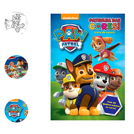 Livro para colorir Patrulha Canina infantil presente cores