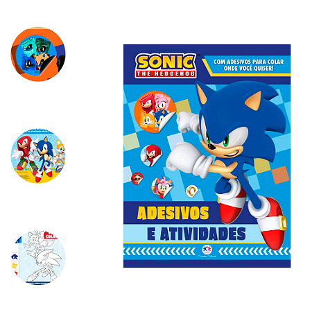 Livro para colorir Sonic Adesivos + Passa tempo divertido