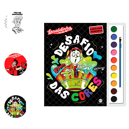 Livro para colorir Enaldinho Desafio Aquarela Cores desenhos