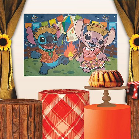 Painel TNT Festa Junina Stitch Decoração Arraia Julina 1m