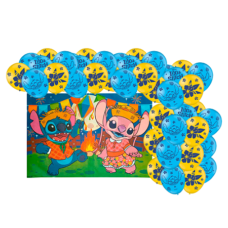 Kit festa Stitch Junina Decoração aniversário Painel + Balão