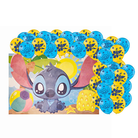 Kit festa Stitch Baby Decoração aniversário Painel + Balão