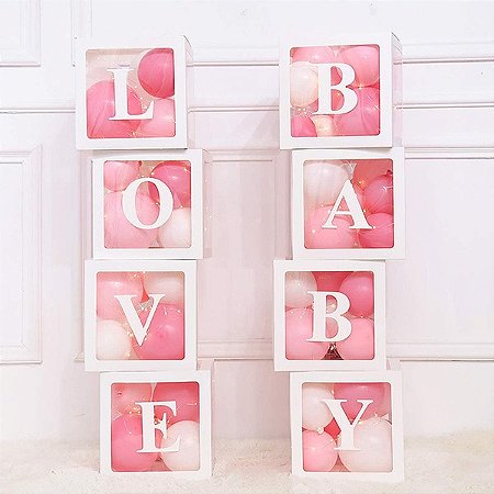 Caixa personalizada transparente para bexigas decoração BABY