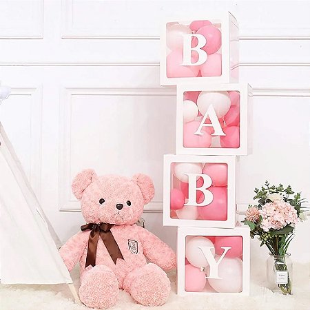 Caixa transparente para bexigas decoração festa BABY aniver