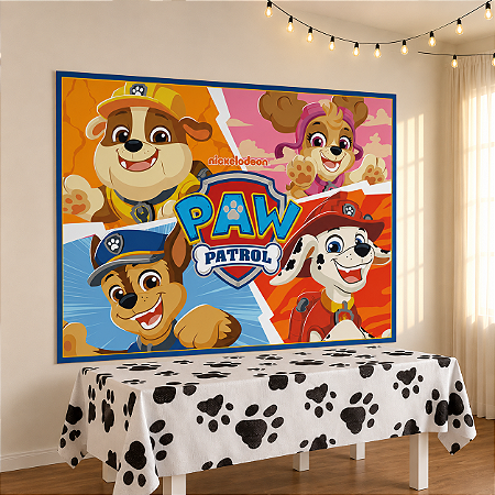 Kit Festa Patrulha canina Decoração Painel + Toalha Patinhas