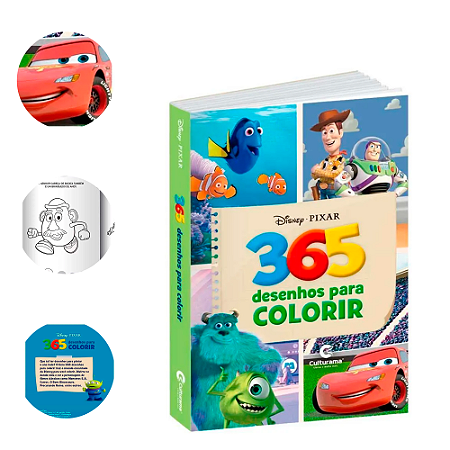 Livro 365 Atividades Disney Pixar desenhos para colorir