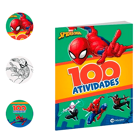 Livro 100 Atividades Homem Aranha desenhos para colorir