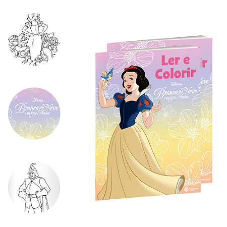 Livro De Atividades Ler e colorir Branca de Neve Divertido