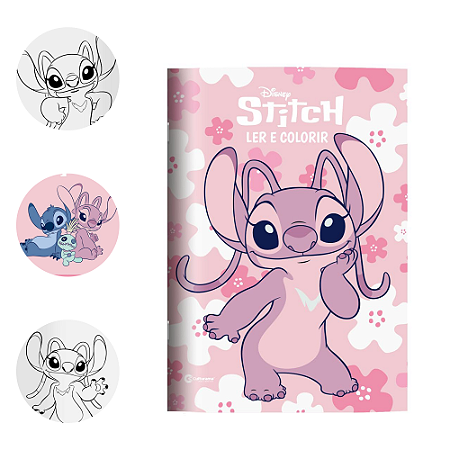 Livro De Atividades Ler e colorir Stitch Rosa - Angel