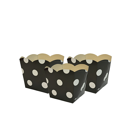 8 Cachepo Festa Preto Bolas Brancas Decoração Aniversário