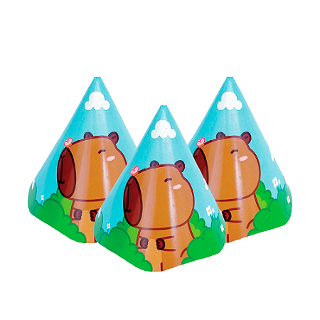 8 Chapeu Cone Festa Capivara decoração aniversário completo