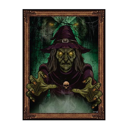 Painel Decoração Halloween Quadro Bruxa 35,9cm