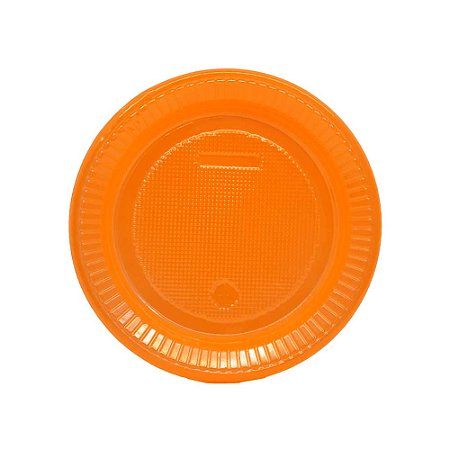 10 Pratos Descartáveis Festa Aniversário Laranja Neon 15cm