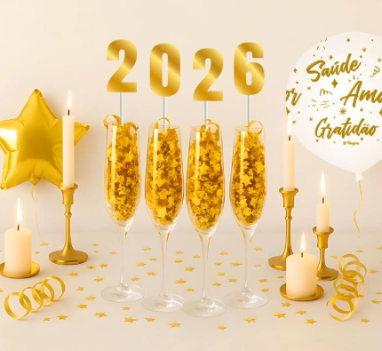 Decoração Numeral Cor Ouro Festa Ano Novo 2026 4 Unidades