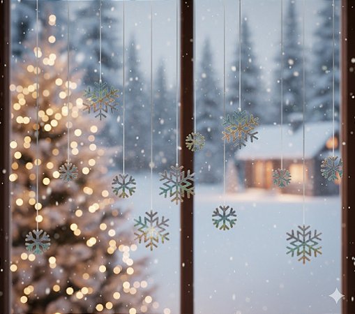 Painel Decoração Para Pendurar Flocos De Neve Festa Natal