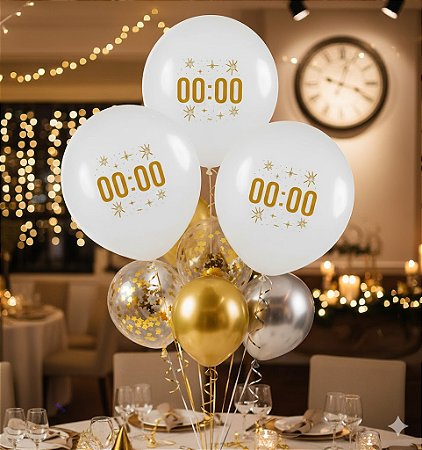 Balão Decoração Ano Novo 2026 Com Confetti Festa 25 Polegada