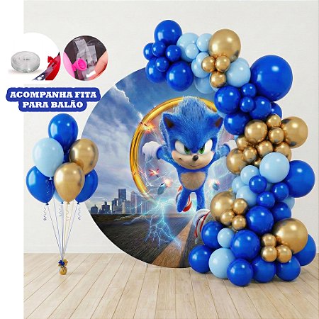 Kit 100 Balões Sonic Dourado azul Bexiga Festas Aniversários