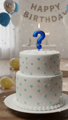 Vela Cintilante Pavio Magico Decô Interrogação Azul Glitter