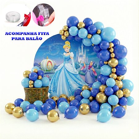 Kit 100 Balões Festa Cinderela Fita+ Bexigas Aniversários