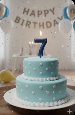 Vela Cintilante Pavio Magico Decoração N° 7 Azul Glitter